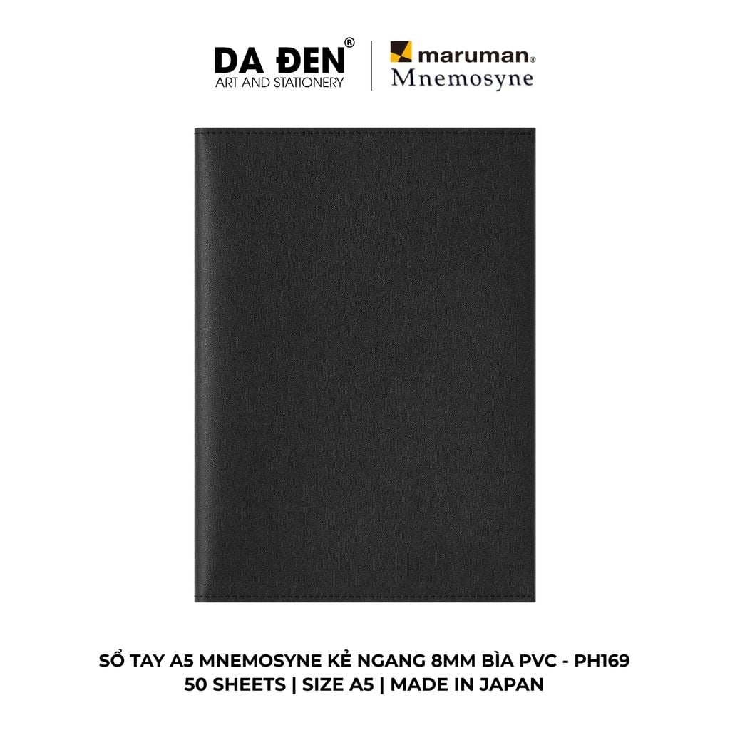 Sổ Tay Maruman Mnemosyne Kẻ Ngang 8mm Bìa PVC A5 50 Tờ PH169