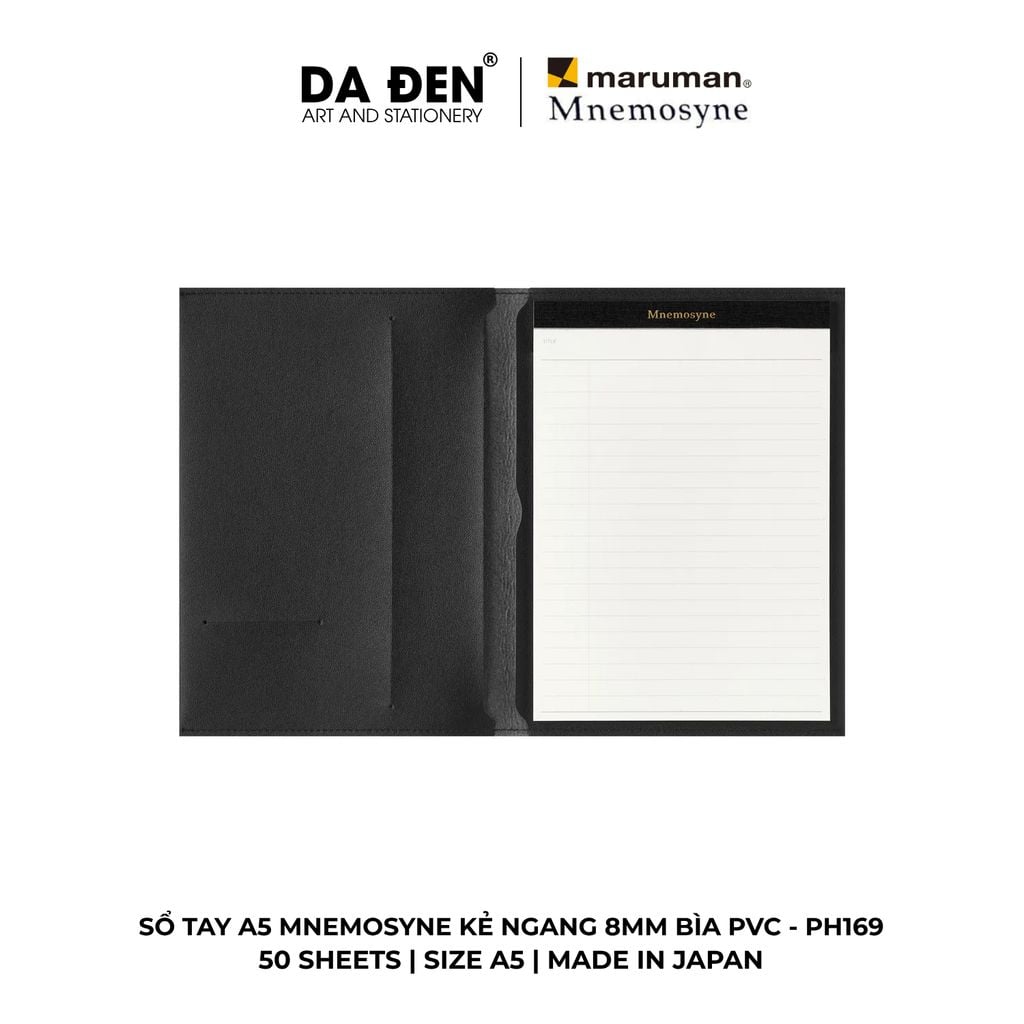 Sổ Tay Maruman Mnemosyne Kẻ Ngang 8mm Bìa PVC A5 50 Tờ PH169