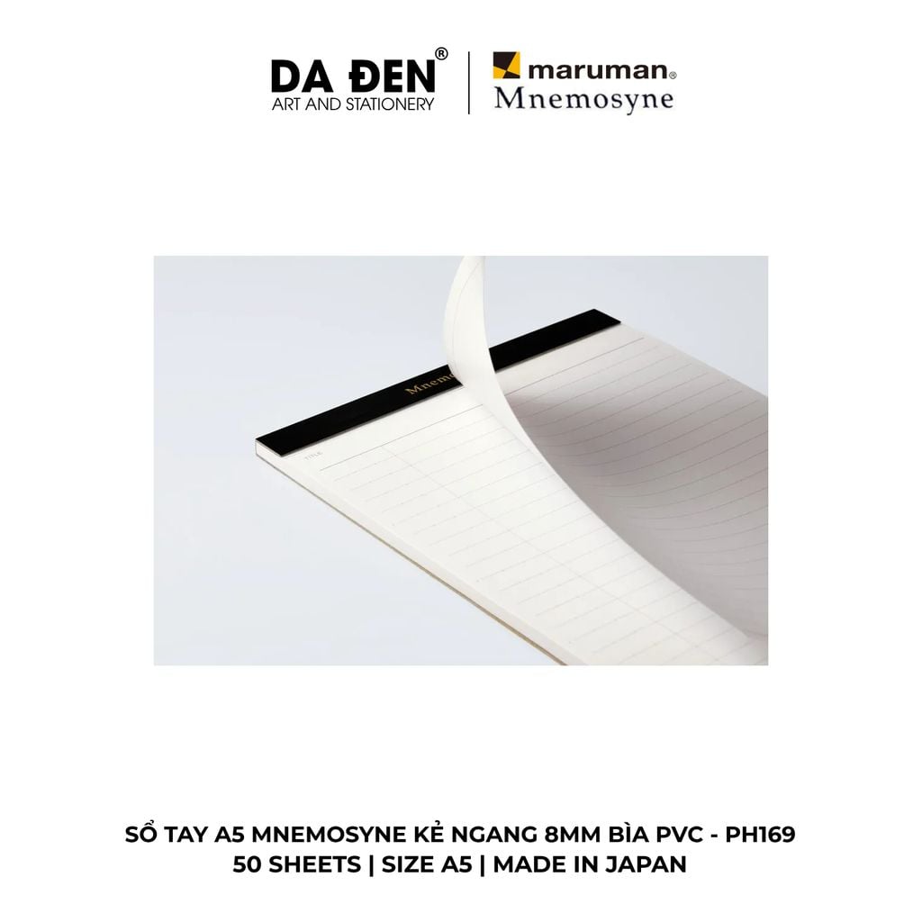 Sổ Tay Maruman Mnemosyne Kẻ Ngang 8mm Bìa PVC A5 50 Tờ PH169