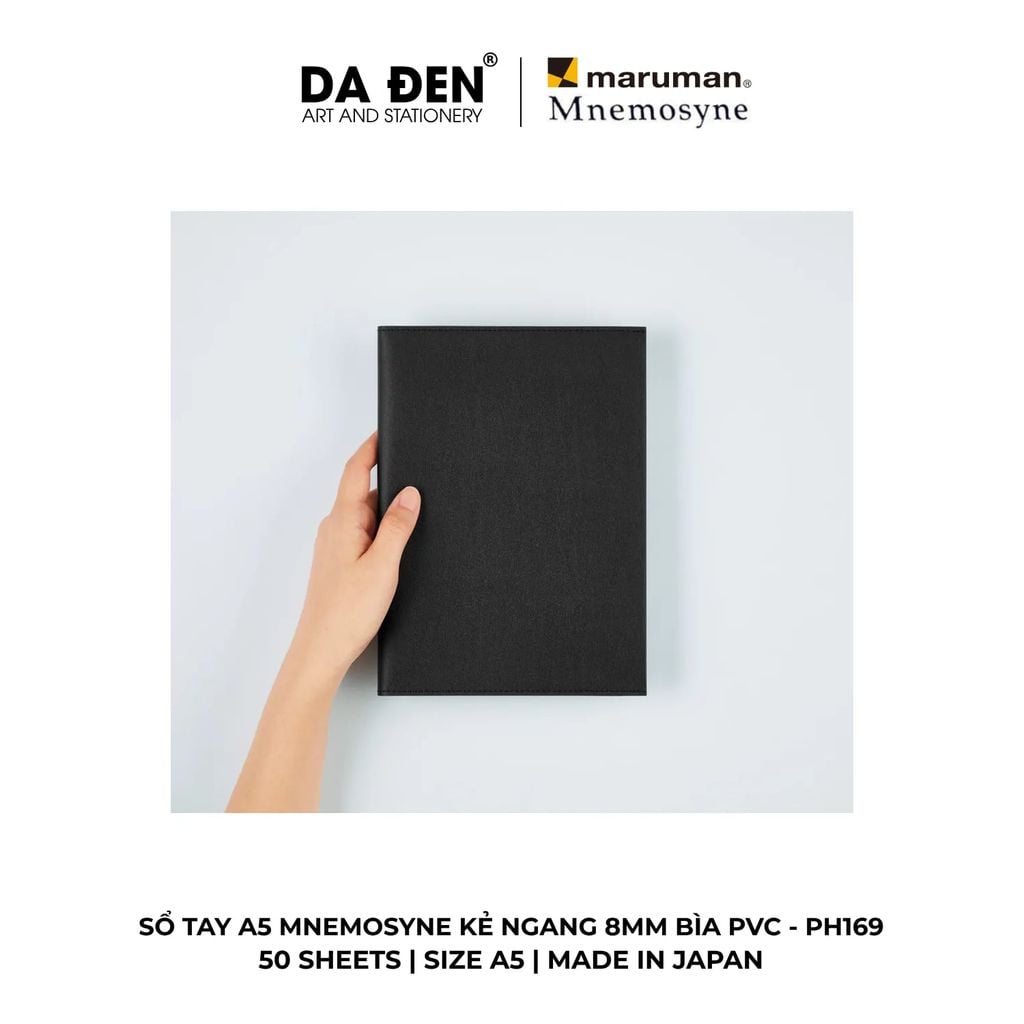 Sổ Tay Maruman Mnemosyne Kẻ Ngang 8mm Bìa PVC A5 50 Tờ PH169