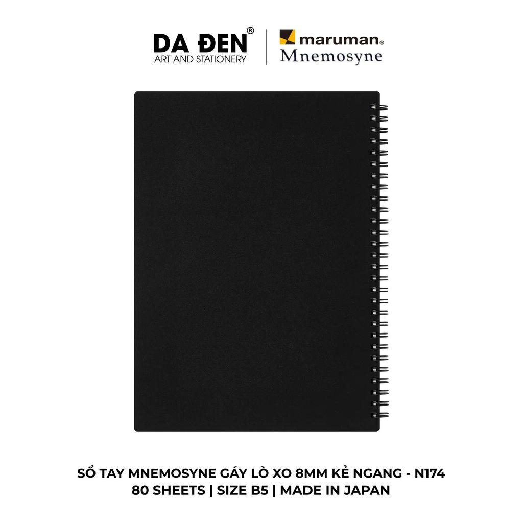 [DA ĐEN] Sổ Tay Maruman Mnemosyne Gáy Lò Xo 8mm Kẻ Ngang N174/N175