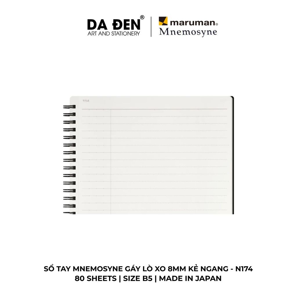 Sổ Tay Maruman Mnemosyne Gáy Lò Xo 8mm Kẻ Ngang N174 | N175