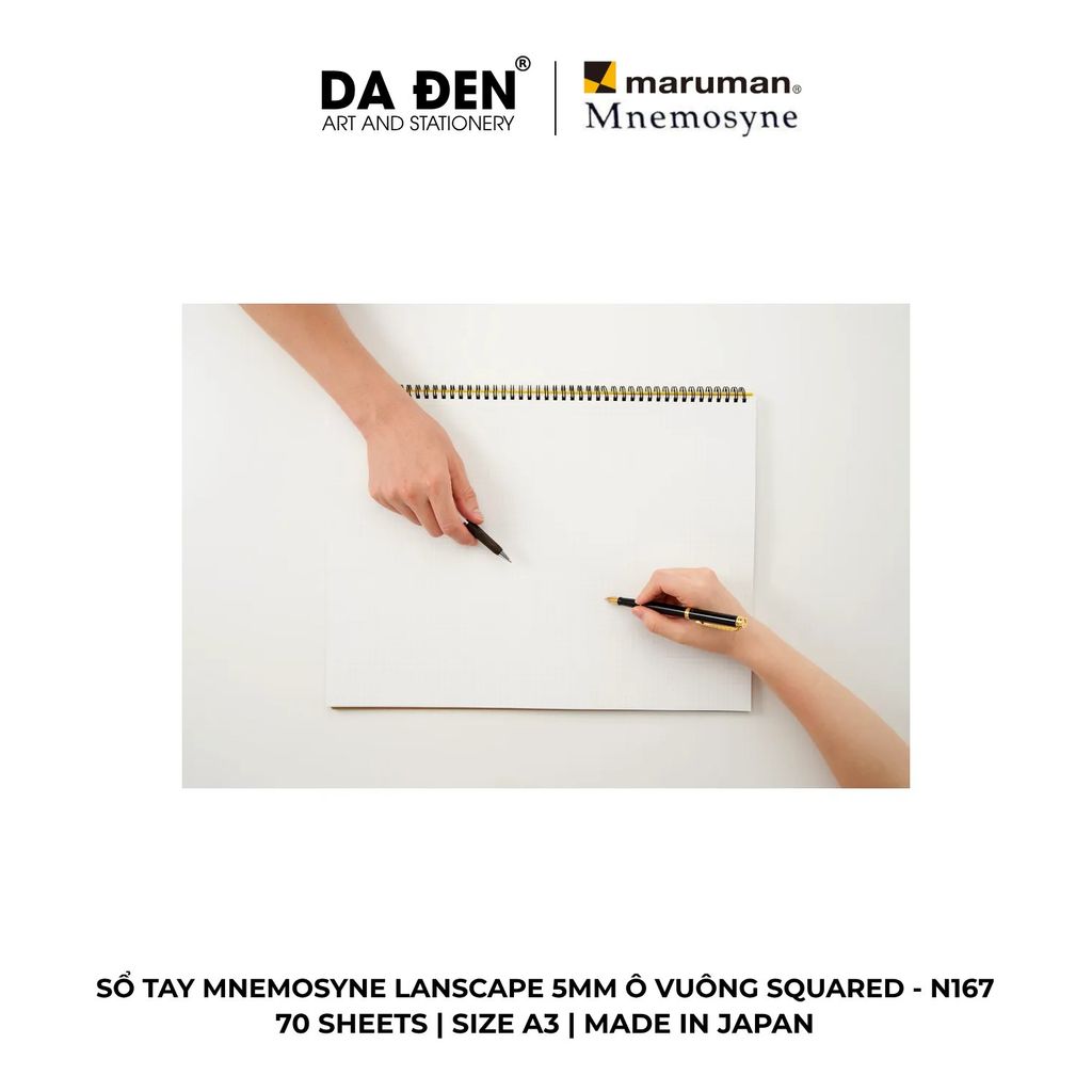 [DA ĐEN] Sổ Tay Maruman Mnemosyne Lanscape 5MM Ô Vuông Squared