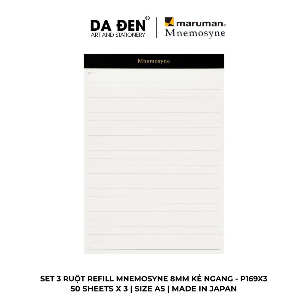 Set 3 Ruột Refill Maruman Mnemosyne 8MM Kẻ Ngang P169X3