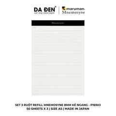 Set 3 Ruột Refill Maruman Mnemosyne 8MM Kẻ Ngang P169X3