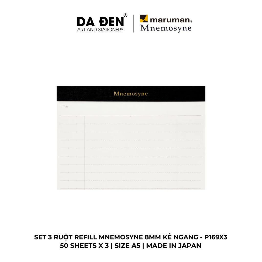 Set 3 Ruột Refill Maruman Mnemosyne 8MM Kẻ Ngang P169X3
