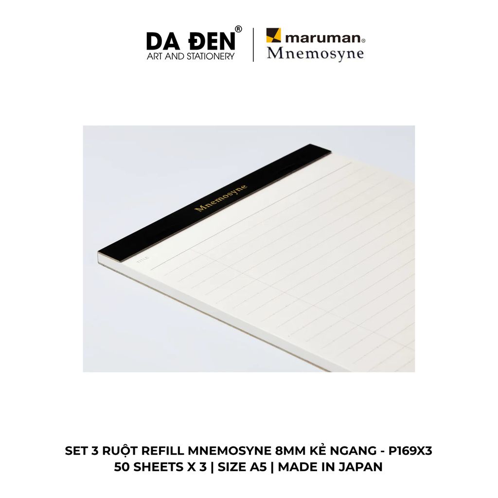 Set 3 Ruột Refill Maruman Mnemosyne 8MM Kẻ Ngang P169X3