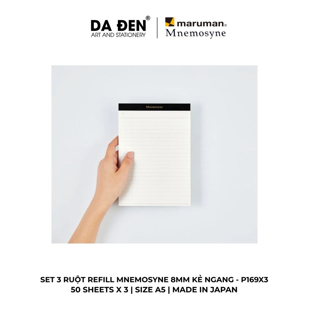 Set 3 Ruột Refill Maruman Mnemosyne 8MM Kẻ Ngang P169X3