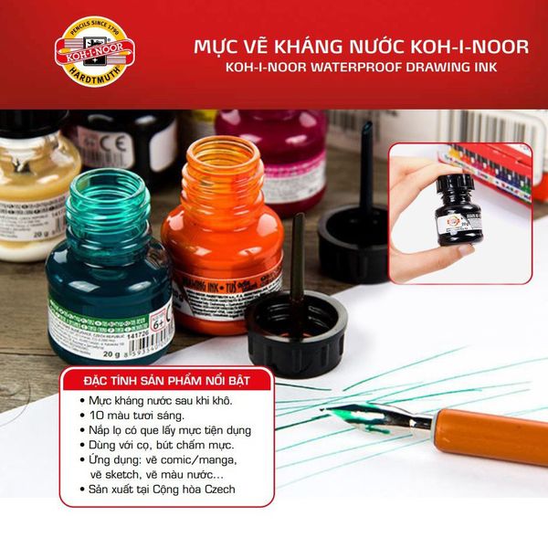 Mực Vẽ Kháng Nước Koh I Noor Tiệp Khắc