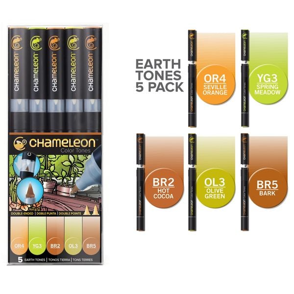 Bộ 5 bút marker CHAMELEON - Earth CT0503