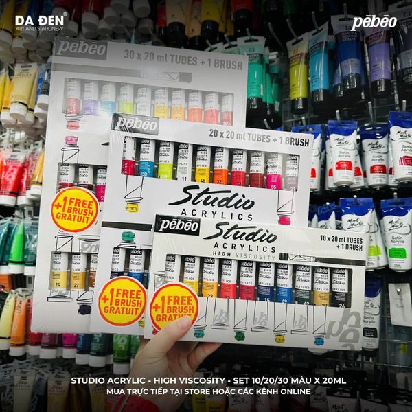 [DA ĐEN] Bộ Màu Acrylic Pebeo Studio - Hight Viscosity Tuýp 20ml