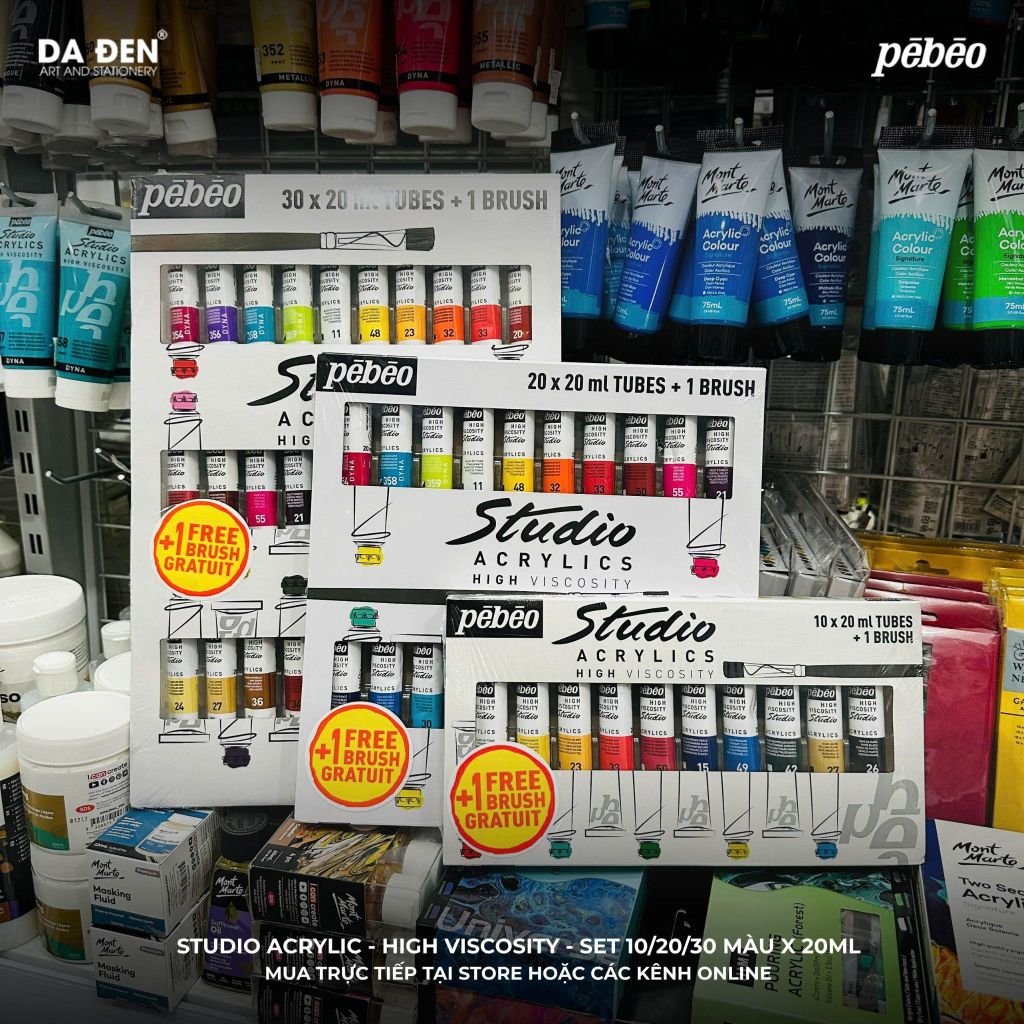 [DA ĐEN] Bộ Màu Acrylic Pebeo Studio - Hight Viscosity Tuýp 20ml