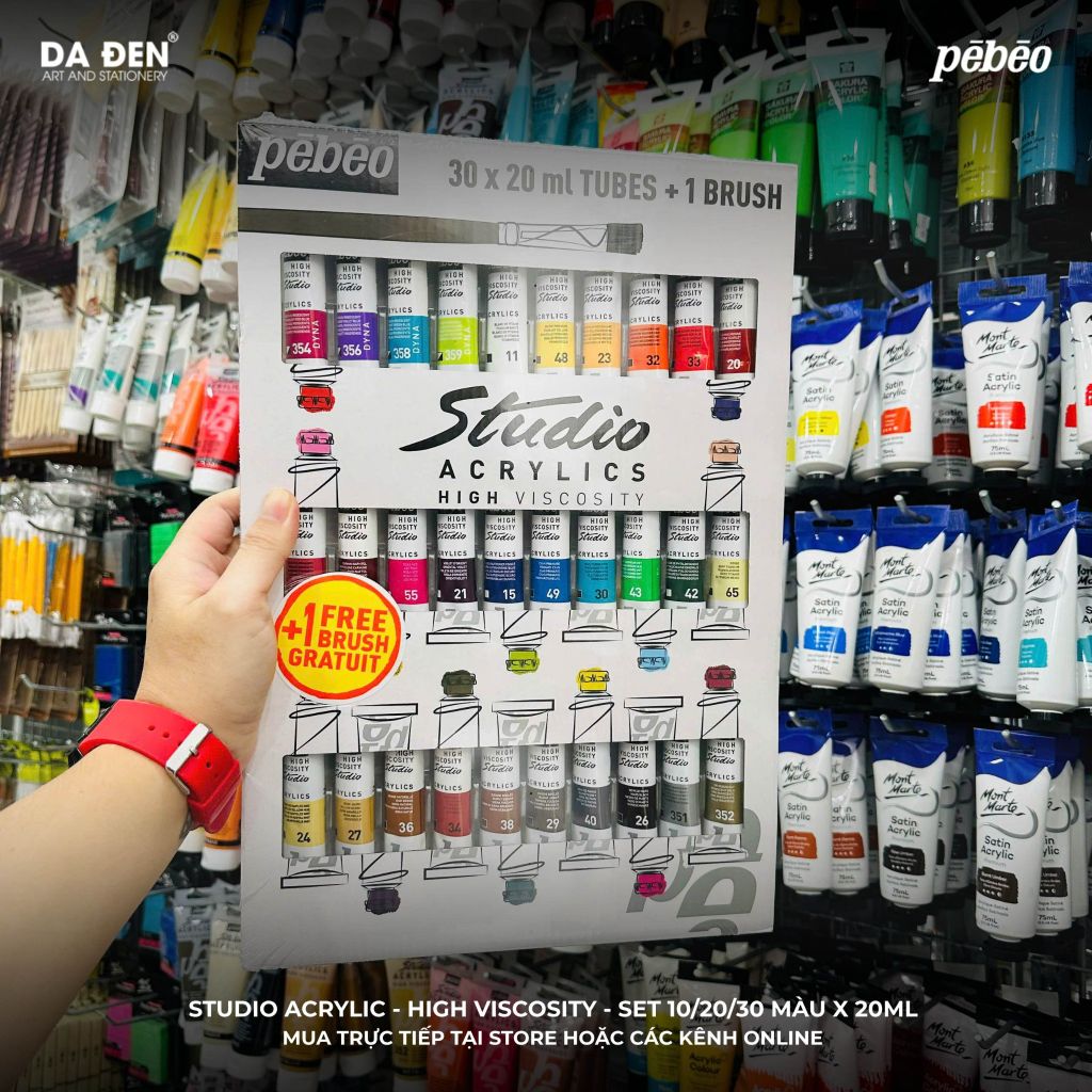 [DA ĐEN] Bộ Màu Acrylic Pebeo Studio - Hight Viscosity Tuýp 20ml