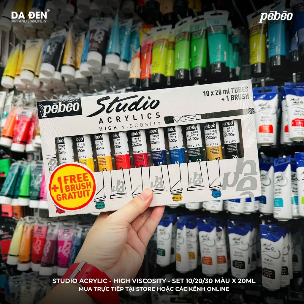 [DA ĐEN] Bộ Màu Acrylic Pebeo Studio - Hight Viscosity Tuýp 20ml
