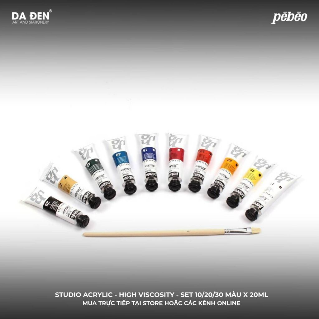 [DA ĐEN] Bộ Màu Acrylic Pebeo Studio - Hight Viscosity Tuýp 20ml