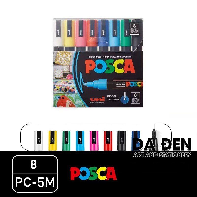 [DA ĐEN] Bộ Bút Vẽ Cao Cấp Uni Posca 1M 3M 5M