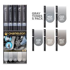 Bộ 5 bút marker CHAMELEON - Gray CT0509