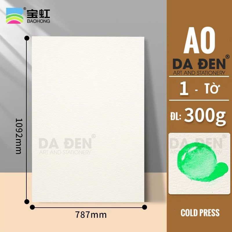 Giấy Baohong (Dòng Academy) Size A0(78.2x109.2cm) 100% Cotton (1 Tờ)