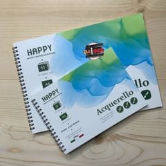 Sổ Vẽ Màu Nước Happy 300gsm - 15 Tờ