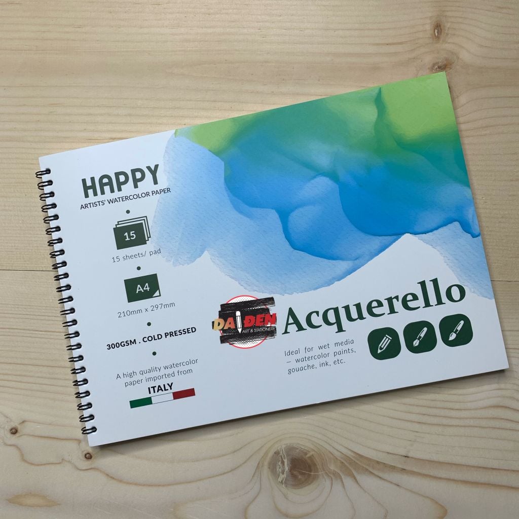 Sổ Vẽ Màu Nước Happy 300gsm - 15 Tờ