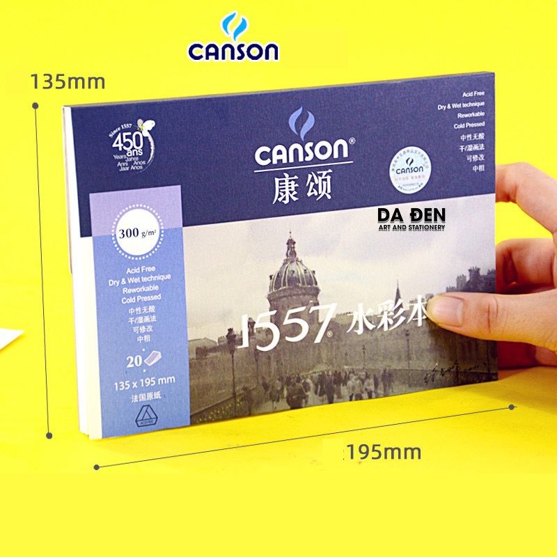 Sổ Vẽ Màu Nước Canson 1557 300gsm 20 Tờ