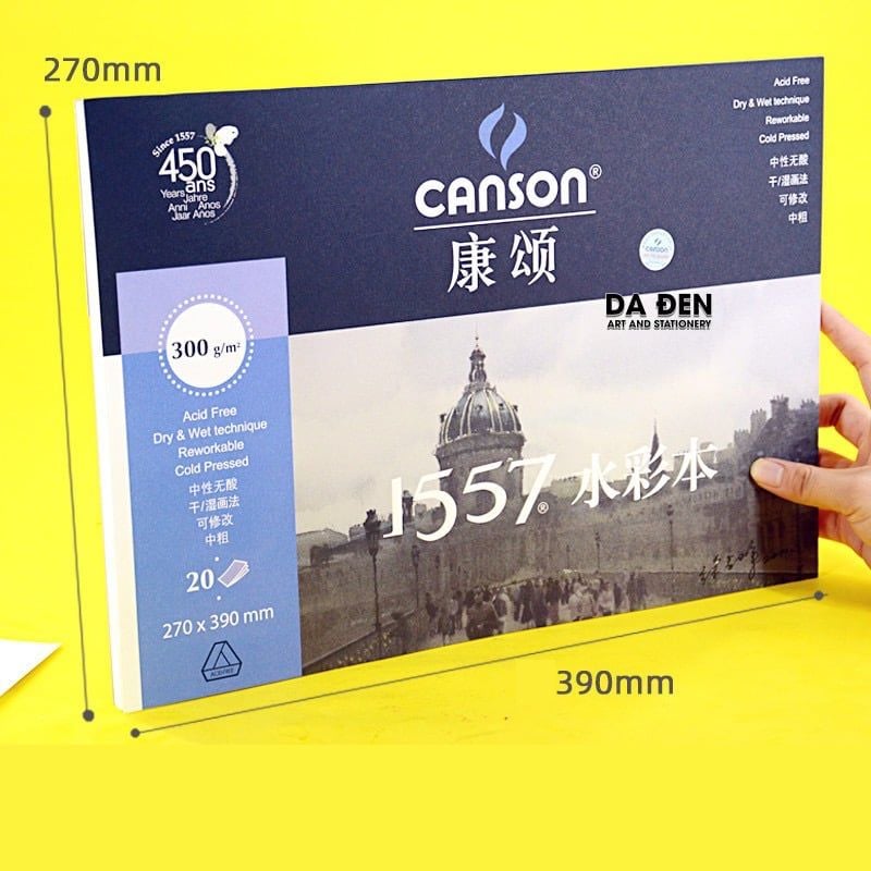 Sổ Vẽ Màu Nước Canson 1557 300gsm 20 Tờ