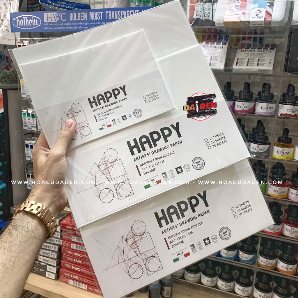 Giấy Vẽ Happy 200gsm A5/A4/A3 Tệp 10 Tờ