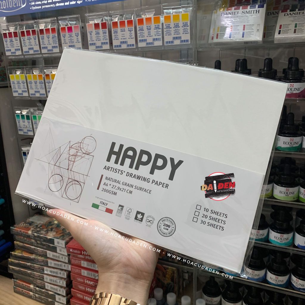 Giấy Vẽ Happy 200gsm A5/A4/A3 Tệp 10 Tờ