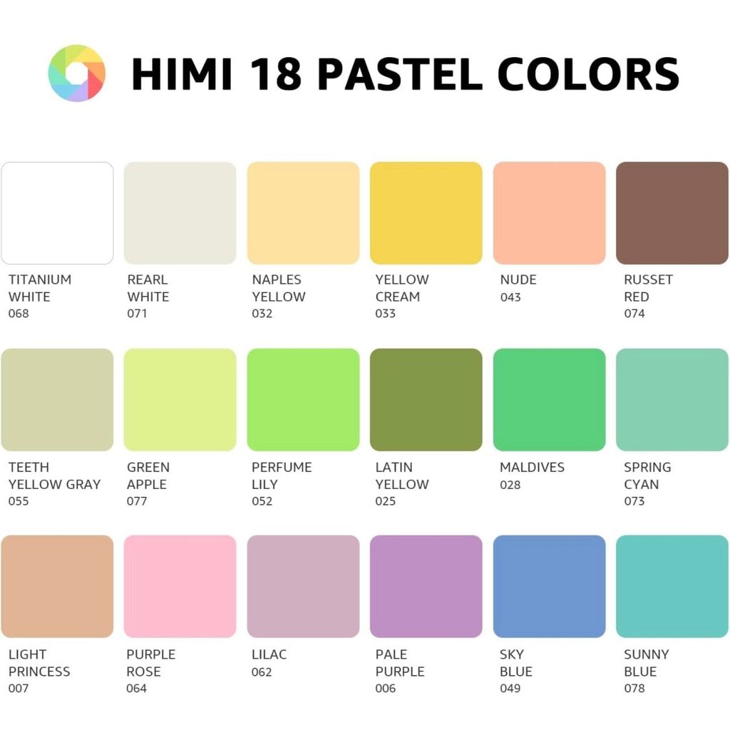 Màu Gouache Himi Pastel 18 Màu Thạch 30ml