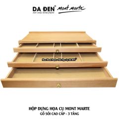 [DA ĐEN] Hộp Đựng Họa Cụ Gỗ Sồi Cao Cấp Pastel Box Mont Marte 3 Tầng