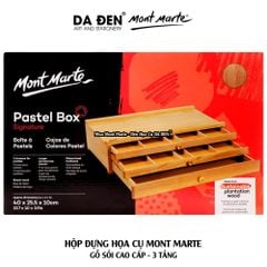 [DA ĐEN] Hộp Đựng Họa Cụ Gỗ Sồi Cao Cấp Pastel Box Mont Marte 3 Tầng