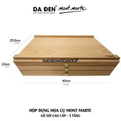 [DA ĐEN] Hộp Đựng Họa Cụ Gỗ Sồi Cao Cấp Pastel Box Mont Marte 3 Tầng