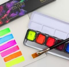 Màu Nước Neon Finetec Prenium | Bộ 6 Màu Hộp Sắt