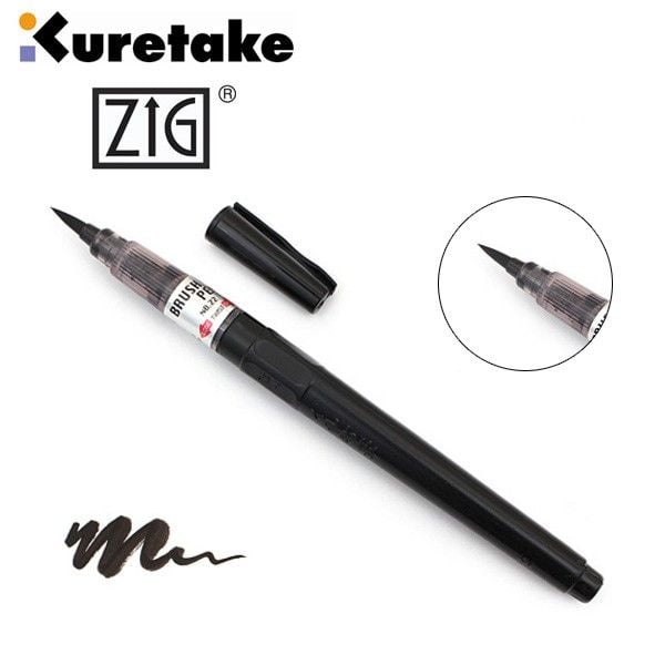 Bút Vẽ Ngòi Brush ZIG Kuretake Cartoonist Mực Đen