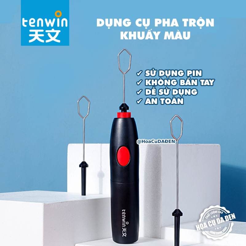 [DA ĐEN] Máy Trộn Pha Màu Khuấy Màu Tenwin Bằng Pin