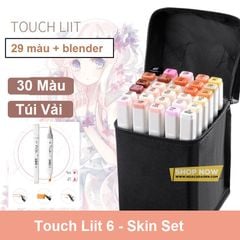 Set 30 Màu Da Touch Liit 6 Túi Vải