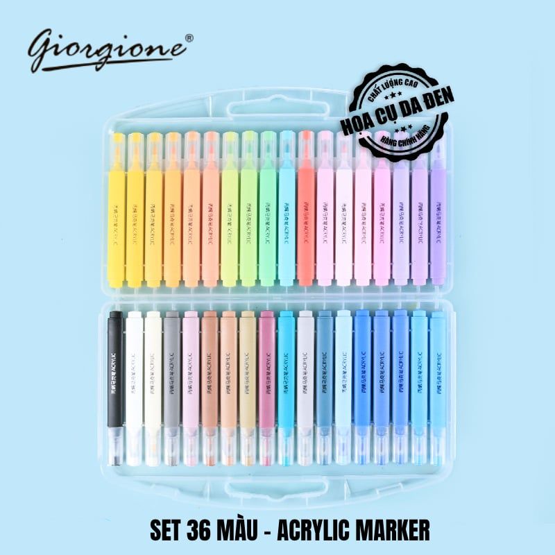 [DA ĐEN] Bộ Bút Sơn Acrylic Marker Giorgione G-AM-MK12 Bộ 12/24/36/48/60 Màu