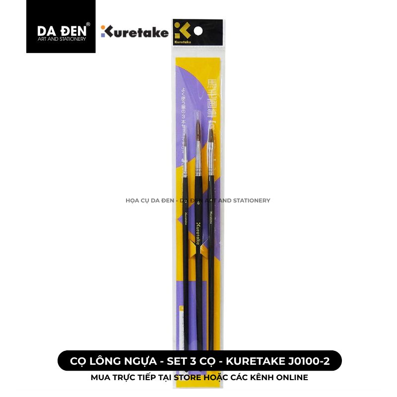[DA ĐEN] Set 3 Cọ Lông Ngựa Kuretake J0100-2