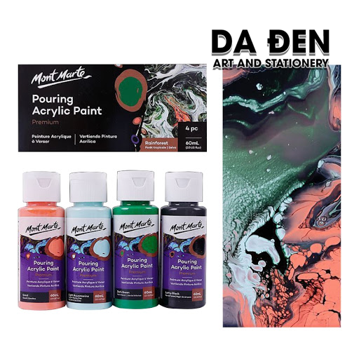 Màu Premium Pouring Acrylic Paint 60ml Set 4 Chai - Rainforest