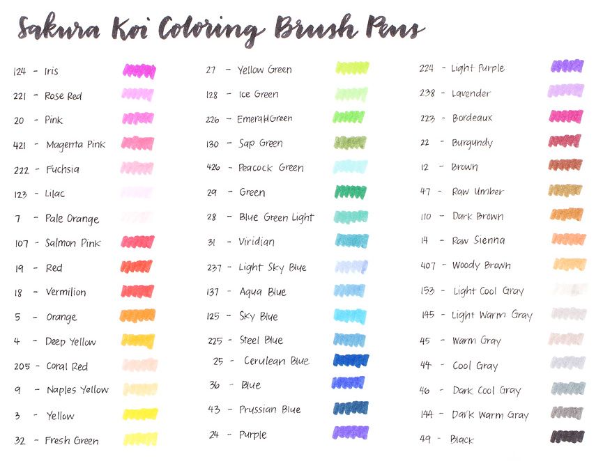 Bút Cọ Màu Nước SAKURA Coloring Brush Pen 48 Màu Lẻ