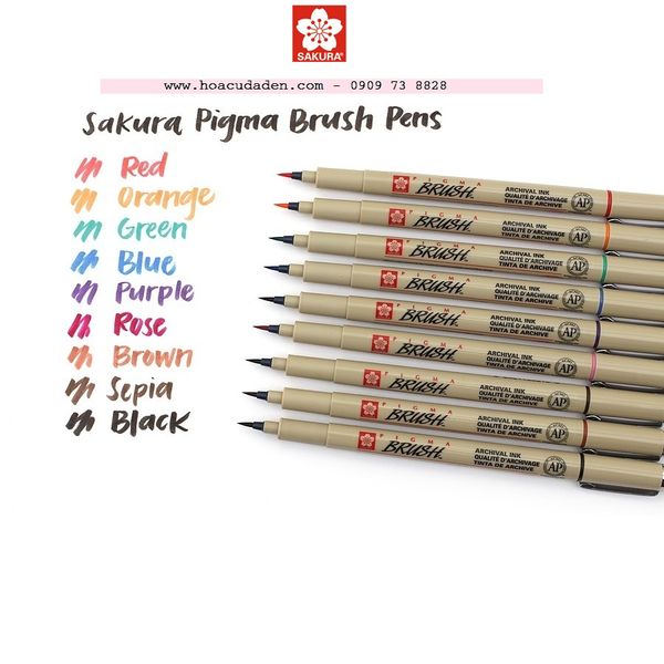 Bút Line Màu Brush Sakura Micron Kháng Nước