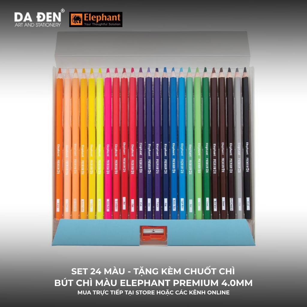 [DA ĐEN] Bút Chì Màu Học Sinh Cao Cấp Elephant Premium 4.0
