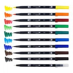 Bút cọ TOMBOW DUAL BRUSH 2 đầu, bộ 10 cây - Primary