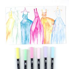 ABT Dual Brush Pen Set 6 Pastel