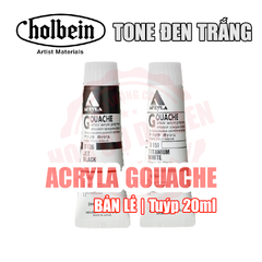 TONE ĐEN TRẮNG | Màu Acryla Gouache Holbein | Tuýp 20ml