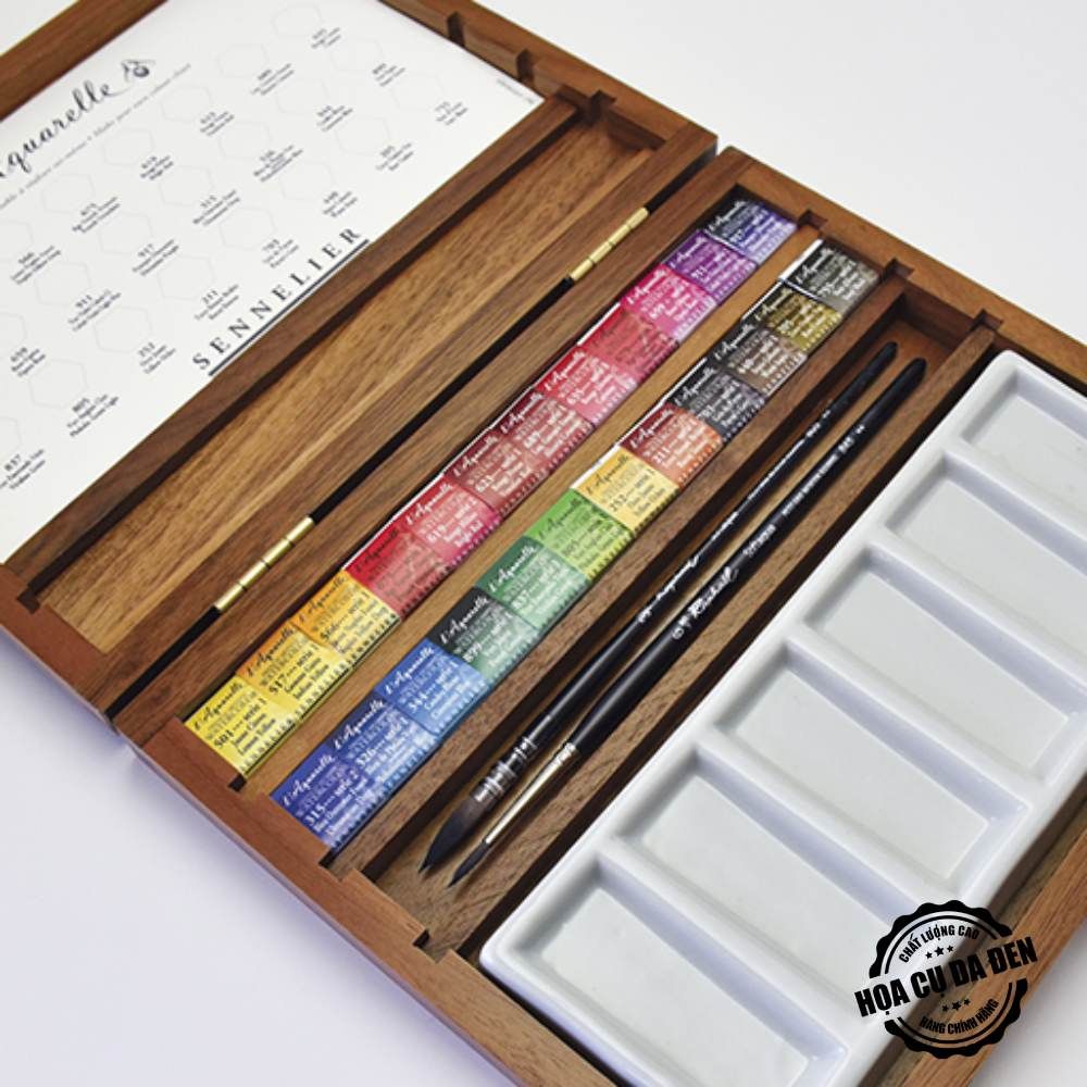 [DA ĐEN] Full Box 24 Màu Nước Nén L'Aquarelle Sennelier