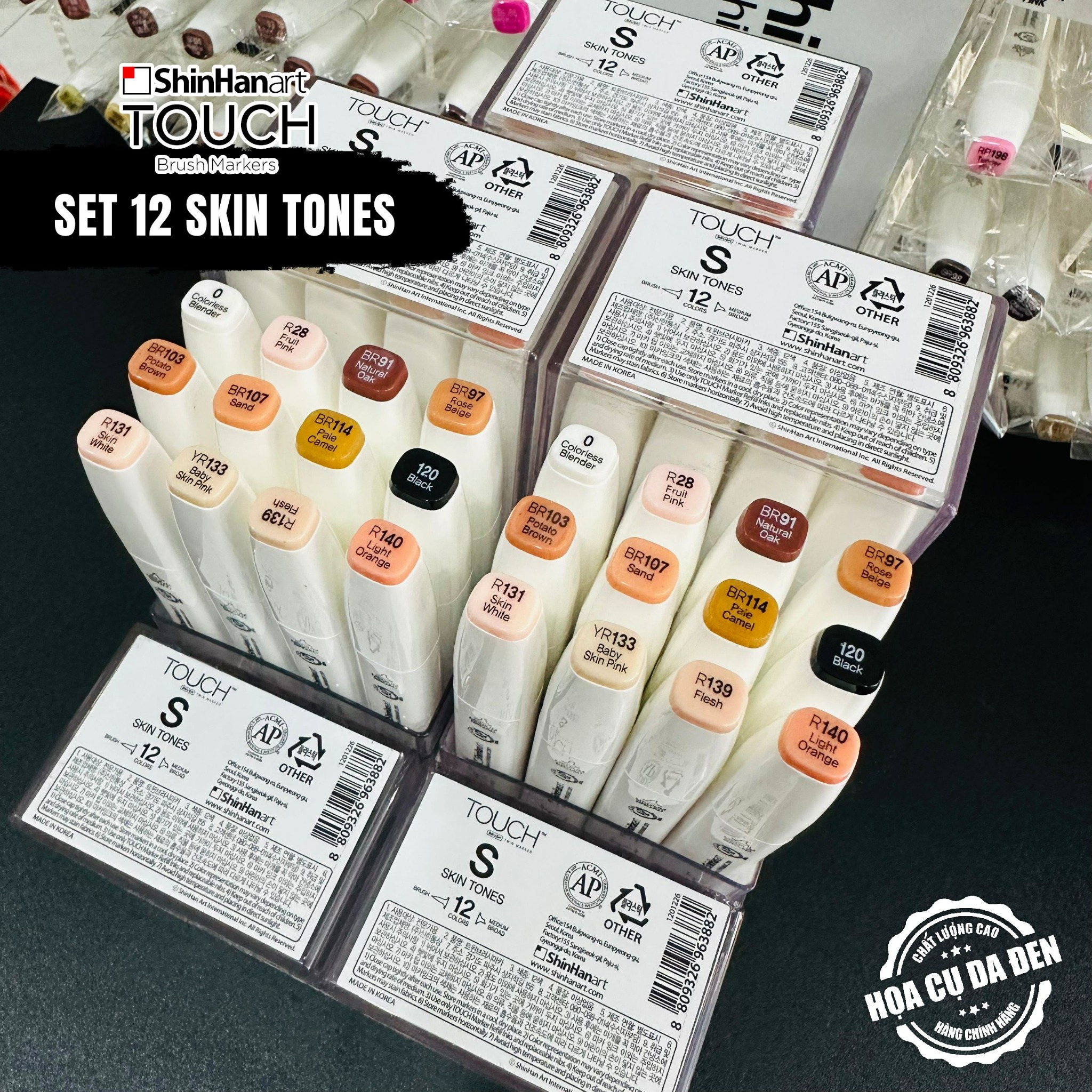 Twin Marker Set Shinhan Art Touch [DA ĐEN] Set 12 Bút Marker