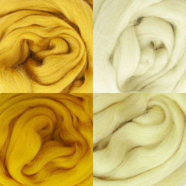  Lông cừu chải mượt thành lọn dài | Yellow set | South American Merino Wool roving 27 microns | MEANINGFUL CRAFTS 