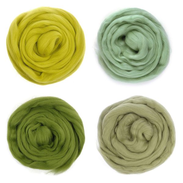  Lông cừu chải mượt thành lọn dài | Green set | European Merino Wool roving 28 microns | MEANINGFUL CRAFTS 