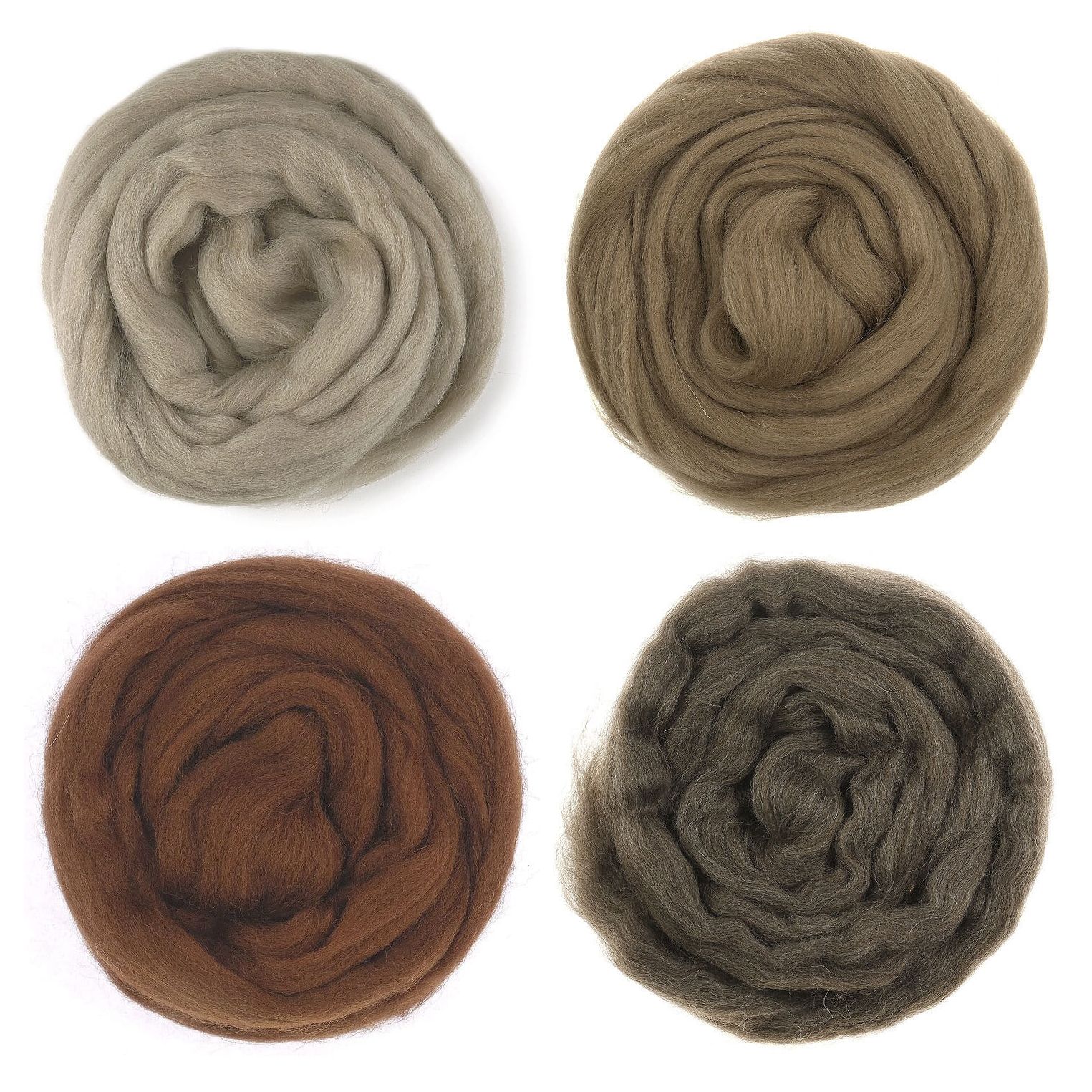  Lông cừu chải mượt thành lọn dài | Brown set | European Merino Wool roving 28 microns | MEANINGFUL CRAFTS 